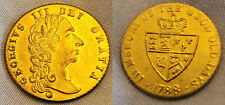 1788 English Coin King George III Vintage Old Milled Royal Gold Lustre Antique picture
