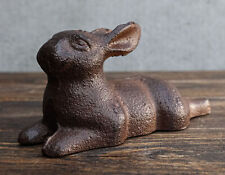 Ebros Gift Cast Iron Whimsical Bunny Rabbit Lying Down 3D Art Animal Sculpture picture