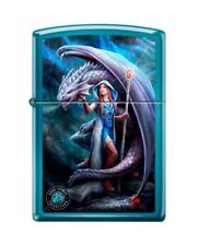 Zippo 68533 Anne Stokes Lady with Dragon on Sapphire Blue Lighter picture