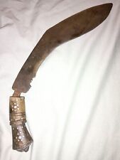  Vintage Old Primitive Handmade Horn Handle Gurkha Knife Kukri Sword Fixed Blade picture