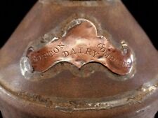 Antique Late 1800s Early 1900s Boston Dairy 8Qt Milk Can w Lid &Copper Nameplate picture
