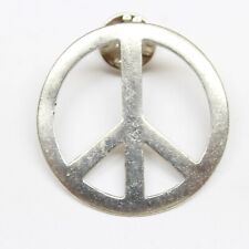Peace Symbol Sign Pin Brooch Silver Tone Lapel Enamel Collectible picture