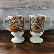 Vintage Set of 2 Royal Crown Arnart Footed Mugs 600/10  Japan Coffee Tea Floral picture