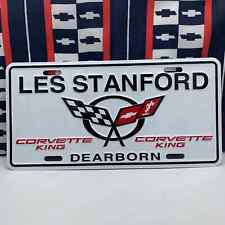 Vintage Les Stanford Chevrolet Corvette King Dealership Aluminum License Plate picture