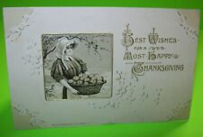 Thanksgiving Postcard John Winsch 1913 Vintage Embossed Art Fancy Bow Corners picture