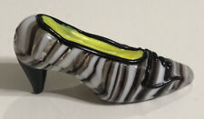Retired Fitz & Floyd Art Glass 3” Shoe Menagerie Black White Stripe EUC picture