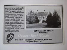 vtg HOUSE AD antique 1800 home Oyster Real Estate Osterville MA Massachusetts picture