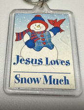 Vintage Snowman Christmas Christian Faith Church Jesus Holidays Snow Keychain picture
