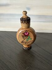 Vintage Bulgarian Small Wooden Perfume Bottle/Flask Hand Made w/ Perfume picture