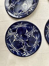 Vtg hand painted Guanajato Mexican pottery Plates Talavera Azul 20 Cm/8” In. Ea. picture