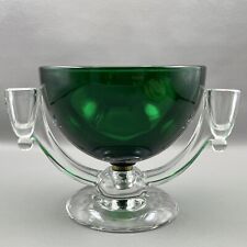 1950s Viking Glass Green Peg Bowl and Crystal Candle Holder RARE picture
