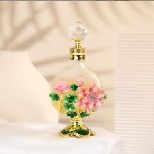 15ml 2Sided Lotus Vintage Perfume BottleFancyGlassDecorFloralClassicalEmptyWomen picture