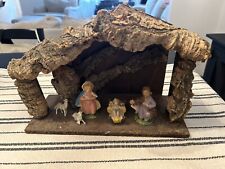 Vintage Italian Nativity Set With 5 Figures Wood Creche Manger Made In Italy picture