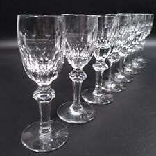 8 Waterford Curraghmore Clear Crystal Cordial Glasses Goblets Faceted Wafer Stem picture