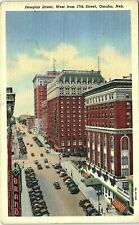 1948 Hotel Fontenelle Omaha Nebraska Main Street View Autos Linen Postcard 13-16 picture