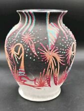 NATIVE AMERICAN NAVAJO KOKOPELLI SANDPAINTING Glass Vase Signed By IRVIN JIM EUC picture