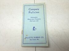 Gillette Rubber Co Employee Handbook And History Eau Claire Wisconsin Vtg 1939 picture