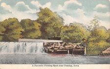 Dunlap Iowa~Favorite Fishing Spot~Below the Dam~Driftwood~SW Wilkinson~1908 PC picture