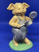 Vintage~Pig Sow With A Pot Of Corn & A Bun In Her Hair~1991~by Kathy Wise picture