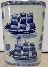 Vtg Nantucket Made In China Nautical Hand Painted Ceramic Umbrella Holder  Ships picture