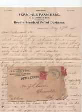 GREAT 1900s POLLED DURHAM Cattle Farm Letter Letterhead Ad Ephemera Post Due Pen picture