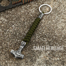 Viking Keychain Mjolnir Hammer Car Key Ring Survival Paracord Rope Men Pendant picture