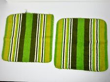 Vintage Cannon Set Of 2 Wash Cloth Avocado Green & Yellow Stripes picture