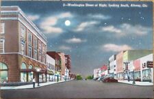 Albany, GA 1940 Postcard, Washington Street at Night, Downtown, Georgia picture