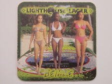 Beer Coaster ~ BELIZE Brewing LIGHTHOUSE Lager ~ BELIZE ~ 3 Bikini Beach Ladies picture