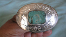 Older Vintage German Silver COSMTOCK SILVER SilverSmith Turquoise Belt Buckle picture