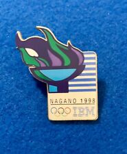 1998 Nagano Winter Olympics IBM Nagano Lapel Pin In Excellent Condition picture