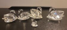 5 Swarovski Swan Crystal Figurines, NO BOXES. 2 LARGE 2 MEDIUM 1 SMALL/TINY. picture