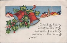 Extending Hearty Christmas Bells Church c1910s Embossed UNP Postcard 6353d2 picture