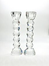Pair of  Cut Crystal Candlestick Holder Faceted Crystal picture