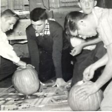 O2 1950s Greaser Men Carving Pumpkin Jack O Lantern Halloween picture
