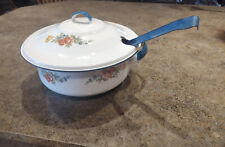 vintage Cinsa, Saltillo Mexico  enamel ware ,  covered bowl with lid and ladle.  picture