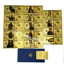 14pcs/set lord of the rings 24k gold plated banknote us dollars souvenir money picture