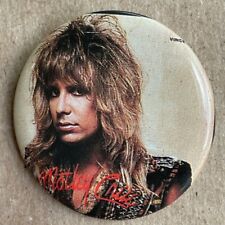 Vintage 1980s Motley Crue button tour pin Vince Neil badge LA metal band 1.5