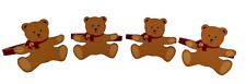 VTG 4 Hallmark Ginger Bear Wooden Napkin Rings/ Holders, RARE Xmas Holiday Decor picture
