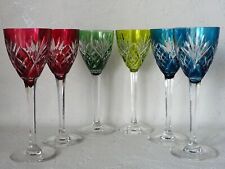 Saint Louis * Set of 6 colored crystal drinking wine glasses 'Chantilly' French picture