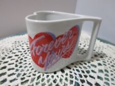Vintage Avon Forever Yours Heart Shaped Cup Mug White Pink Red Purple picture