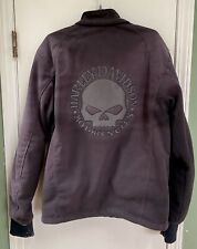 Harley Davidson Riding Gear Mens L Black Thick Fleece Skull No Hood Jacket Faded picture