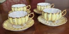 VINTAGE ROYAL SEALY YELLOW SCALLOPED GOLD TRIM FOOTED CUP & SAUCER JAPAN TEACUP picture
