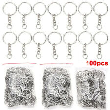 100PCS 25mm Polished Silver Keyring Keychain Split Ring Short Chain Key Rings ~~ picture