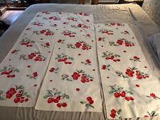 3 VINTAGE STRAWBERRY CURTAIN PANELS picture