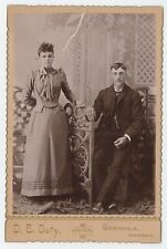 Antique Circa 1880s Cabinet Card Beautiful Young Couple D.B. Doty Grenola, KS picture