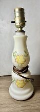 Vintage Mid Century Milk Glass Lamp Hand Painted Florals -J2091 #6 On Bottom picture