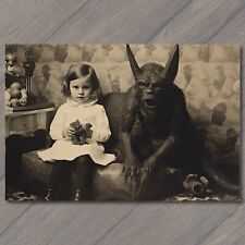 POSTCARD: Weird Girl Scary Vintage Monster Halloween Cult Unusual Unreal picture