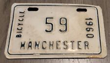 Rare Vintage 1960 Manchester Bicycle License Plate #59  picture