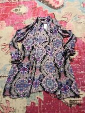 NEW NWT Womens Medium semi sheer medallion Print M Investments tunic blouse top picture